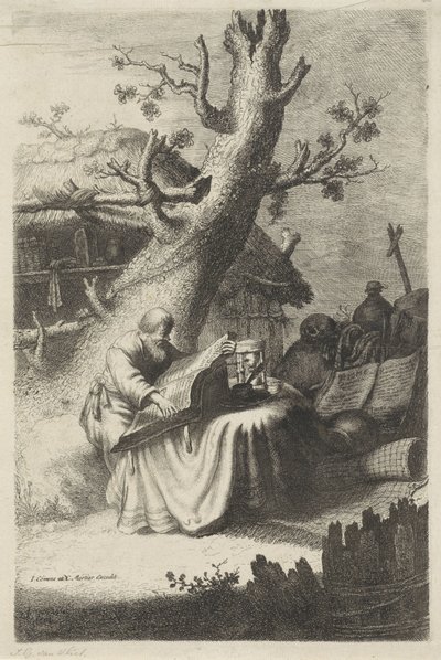 Saint Jerome reading under a tree by Jan Gillisz. van Vliet