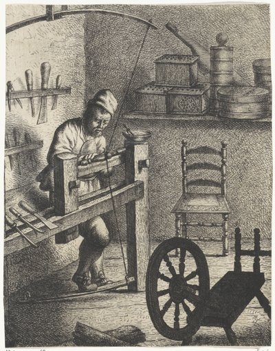 Worker Behind a Lathe by Jan Gillisz. van Vliet