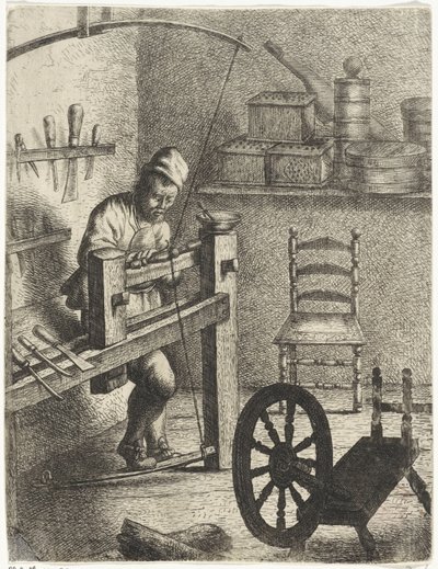 Worker Behind a Lathe (series title) by Jan Gillisz. van Vliet
