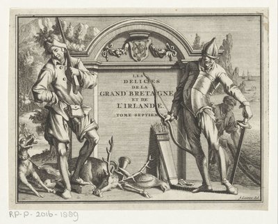 Two Hunters in an Architectural Setting by Jan Goeree (possibly)