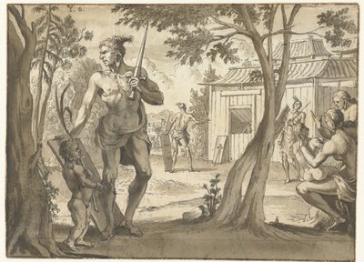 People by a Wooden Building by Jan Goeree