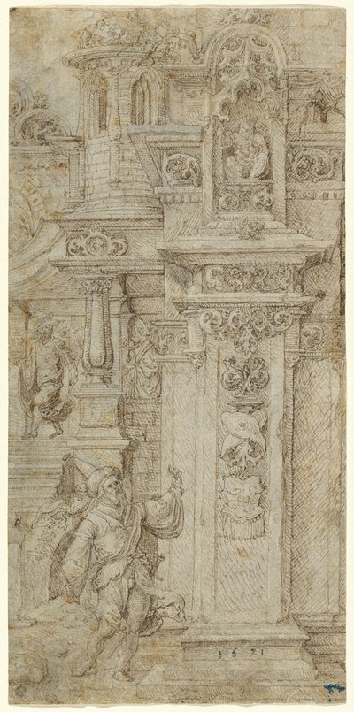 Two Kings and a Woman Leaving an Elaborate Palace by Jan Gossaert