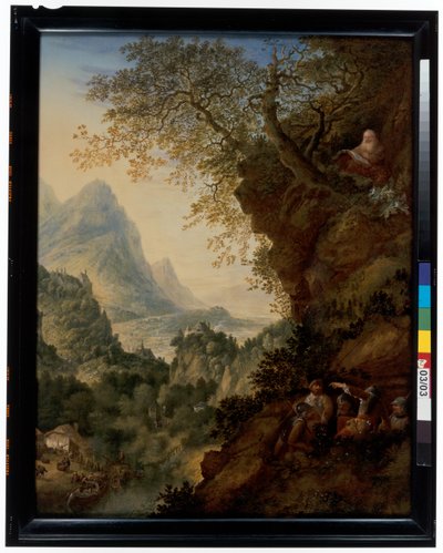 A Rhineland Landscape with a Hermit and Soldiers by Jan Griffier