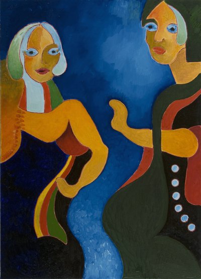 Elderly Woman Admonishing Younger One, 2008 by Jan Groneberg