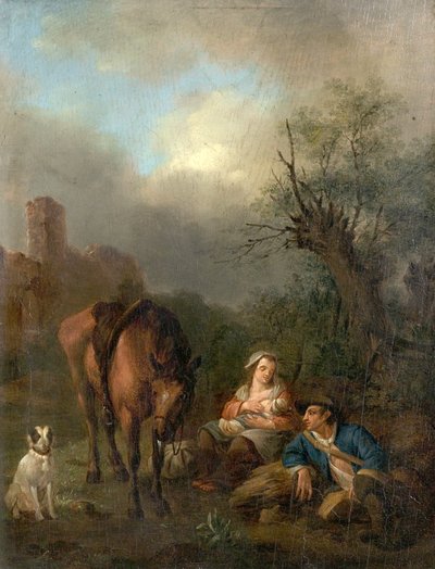 Landscape with Figures, a Horse and a Dog by Jan Hackaert