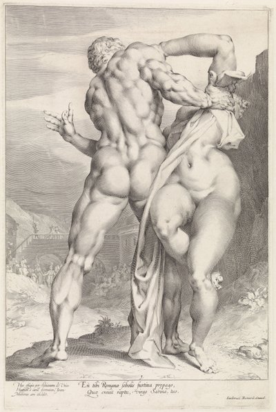 Rape of a Sabine Woman, Rear View, Rape of a Sabine Woman (series title) by Jan Harmensz. Muller