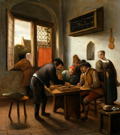 Tric Trac Players in an Interior by Jan Havicksz. Steen