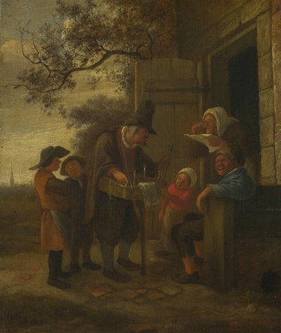 A Pedlar selling Spectacles outside a Cottage by Jan Havickszoon Steen