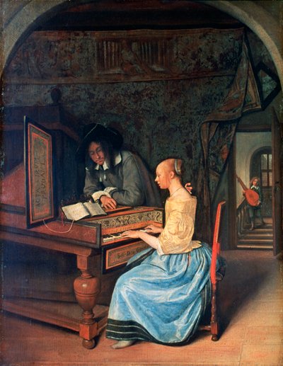 A Young Woman playing a Harpsichord by Jan Havickszoon Steen