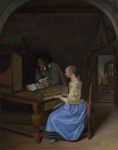 A Young Woman playing a Harpsichord by Jan Havickszoon Steen
