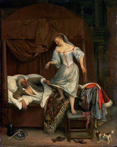 Bedroom scene by Jan Havickszoon Steen