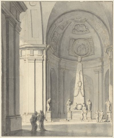 Large vaulted hall with a tomb monument by Jan Hendrik Troost van Groenendoelen