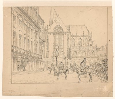 Hussars Assembled in Front of the Royal Palace at the Inauguration by Jan Hoynck van Papendrecht