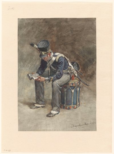 Seated Reading Drummer of the Infantry by Jan Hoynck van Papendrecht