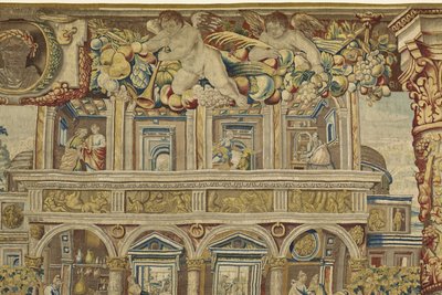 Palace and Musician Angel (detail) by Jan II Raes