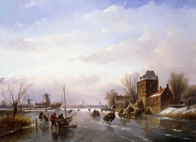 Skaters in a Frozen Landscape by Jan Jacob Spohler