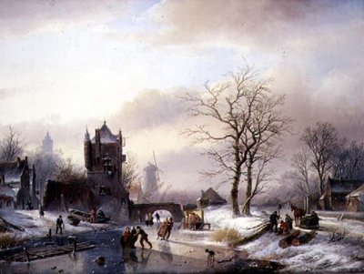 Skaters on a Frozen River by Jan Jacob Spohler