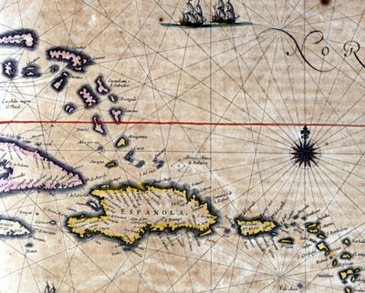 The Caribbean and Turtle Island on a map by Dutch cartographer Jansson Janssonius (17th century) by Jan Janssonius