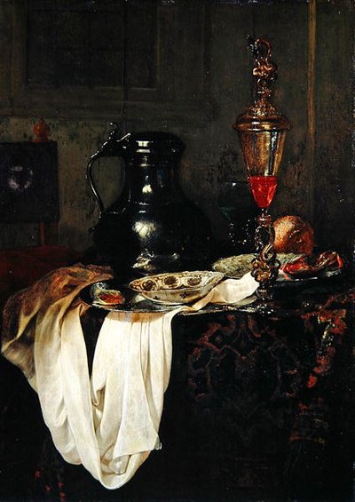 Still Life with Tin Tankard and Goblet with Lid by Jan Jansz Treck