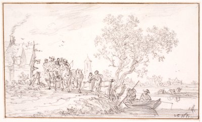A Wagon with Travelers by an Inn by Jan Josefsz van Goyen