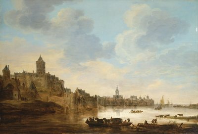 A Town on the Banks of a River, with a Ferry by Jan Josephsz van Goyen