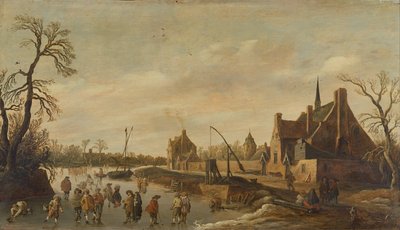 Frozen River Landscape with Skaters by Jan Josephsz van Goyen