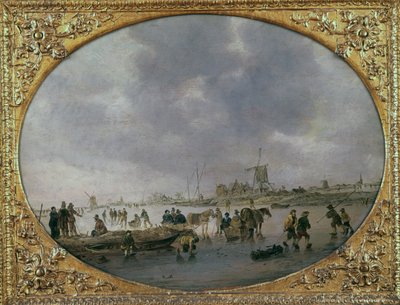 Winter Scene with Figures on a Frozen Lake by Jan Josephsz van Goyen