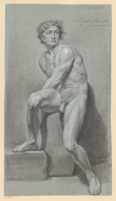 Seated Male Nude, Seen from the Front (1st Prize 1791) by Jan Kamphuijsen