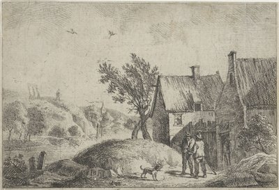 Two Men with a Dog in a Landscape by Jan Lauwryn Krafft (I)