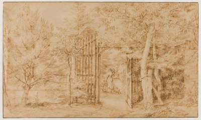 The entrance to a garden by Jan Lievens
