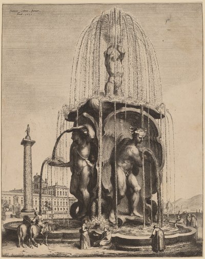 The Fountain and the Column of Trajan in Rome by Jan Lutma II