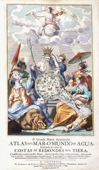 Allegorical title-page, from El Grande Nuevo Aumentado Atlas de la Mar by Jan Luyken