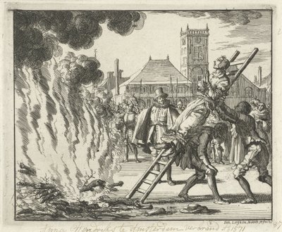 Anneken Hendriks, Bound on a Ladder, Burned in Amsterdam, 1571 by Jan Luyken