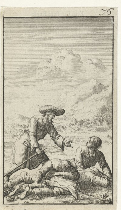 Christian Finds Simple, Sloth, and Presumption Sleeping by Jan Luyken
