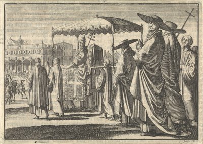 Christian IV, King of Denmark, Dressed as a Pope, Imitating a Procession with His Courtiers, 1596 by Jan Luyken
