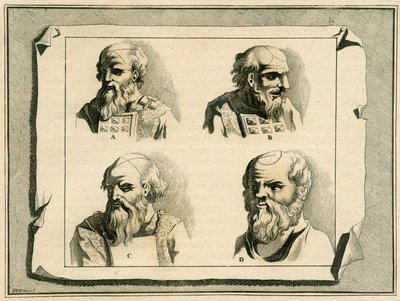 Greek letters drawn on the head of the High Priest as part of the initiation anointing with oil, 1700 by Jan Luyken