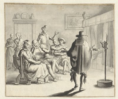 Group of People in Front of a Bedstead in Which It Haunts by Jan Luyken