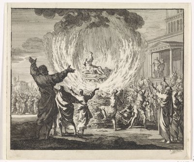 St. Polycarp is Set on a Pyre but the Flames Do Not Burn Him by Jan Luyken