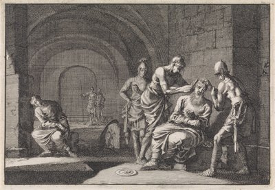 Hyrcanus with Ears Cut Off in Prison by Jan Luyken