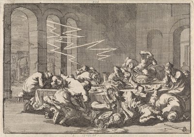 In the Polish Village of Perzyn, 23 People Die from a Lightning Strike During a Baptismal Feast, 1676 by Jan Luyken