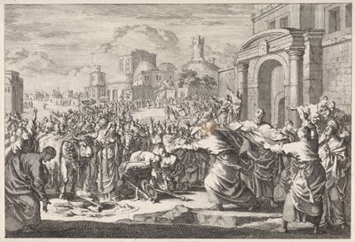 Inhabitants of Lystra Want to Sacrifice Oxen to the Two Apostles by Jan Luyken