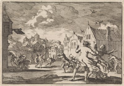 Villagers Near Luchow Castle in Lüneburg Overwhelmed by a Whirlwind, 1671 by Jan Luyken