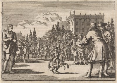 A Crowd Gathered Around Louisillo, the Dwarf of the King of Spain, in a Square in Madrid, 1675 by Jan Luyken