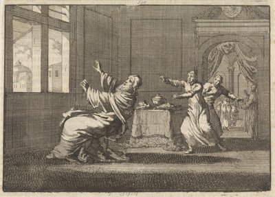 Pope Innocent XII Falls Backward at the Window of the Quirinal Shortly After His Election, 1691 by Jan Luyken