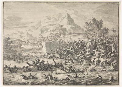 Placidus Defeats the Jews at the Jordan and Drives Them into the River by Jan Luyken