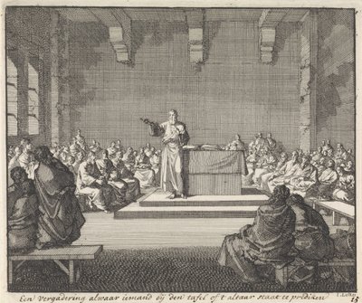 Sermon by a Priest at an Altar by Jan Luyken