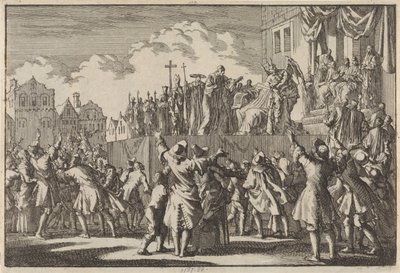 Street Scene in Aberdeen Mocking the Catholic Religion, 1689 by Jan Luyken