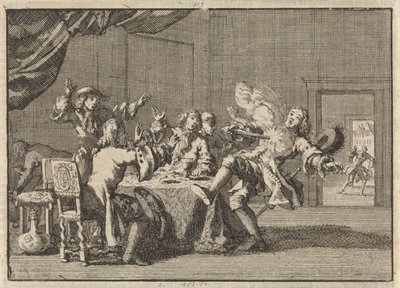 Thomas Tullock, Supporter of King James II in Scotland, Killed by the Unexpected Discharge of His Pistol, 1690 by Jan Luyken