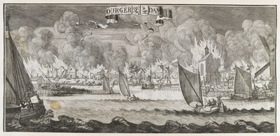 View of the village of Durgerdam, near Amsterdam, during the fire of 1687 by Jan Luyken