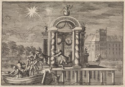 Fleeing Pyrotechnicians at a Large Decoration on the Vijverberg in The Hague in Honor of the Birth of King James II